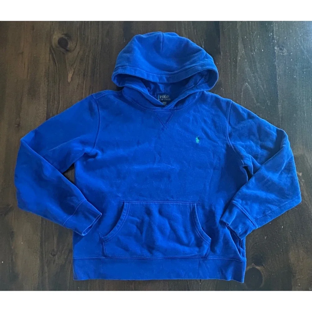 Ralph Lauren Polo Hoodie Boys XL 18-20 Blue Pony Pullover Athleisure Classic
